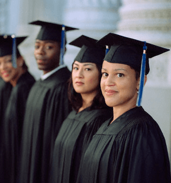 Graduates in caps and gowns